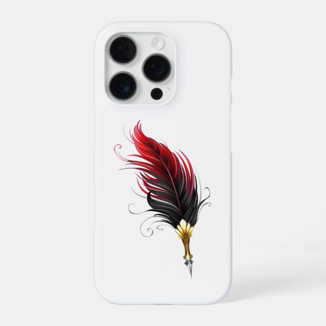 Red feather pen with gold nib iPhone case (Back)