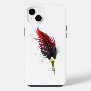 Red feather pen with gold nib iPhone 14 plus case