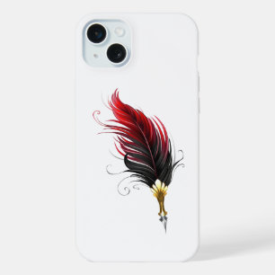 Red feather pen with gold nib iPhone 15 plus case