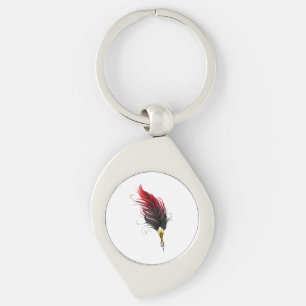 Red feather pen with gold nib key ring