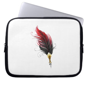 Red feather pen with gold nib laptop sleeve