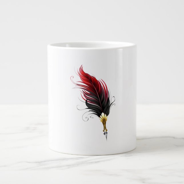 Red feather pen with gold nib large coffee mug (Front)