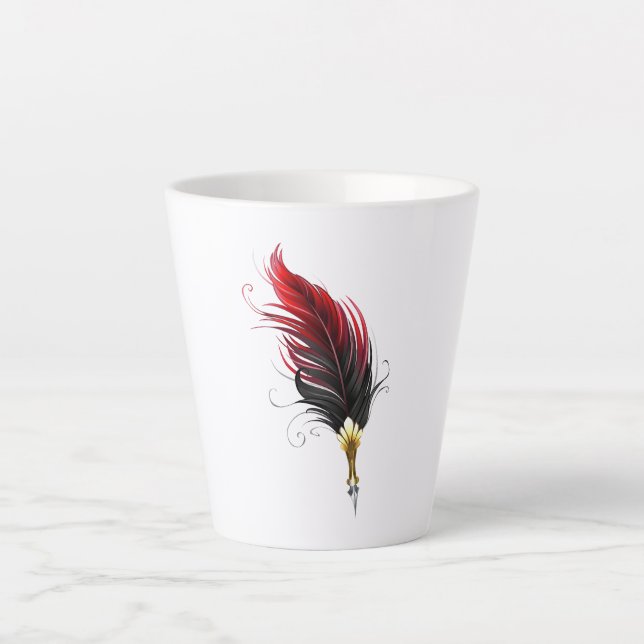Red feather pen with gold nib latte mug (Front)