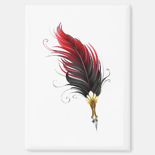 Red feather pen with gold nib magnet