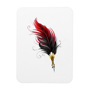 Red feather pen with gold nib magnet