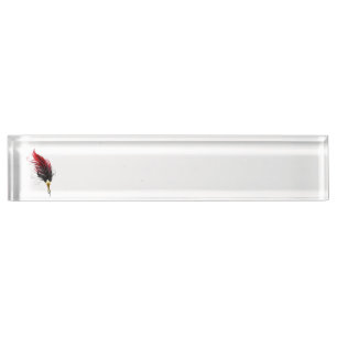 Red feather pen with gold nib nameplate