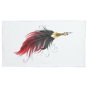 Red feather pen with gold nib pillowcase