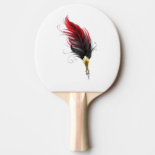 Red feather pen with gold nib ping pong paddle