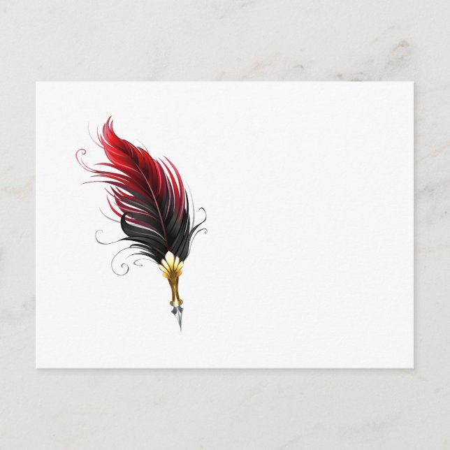 Red feather pen with gold nib postcard (Front)