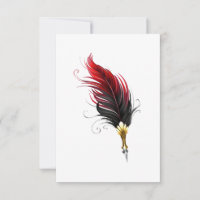Red feather pen with gold nib