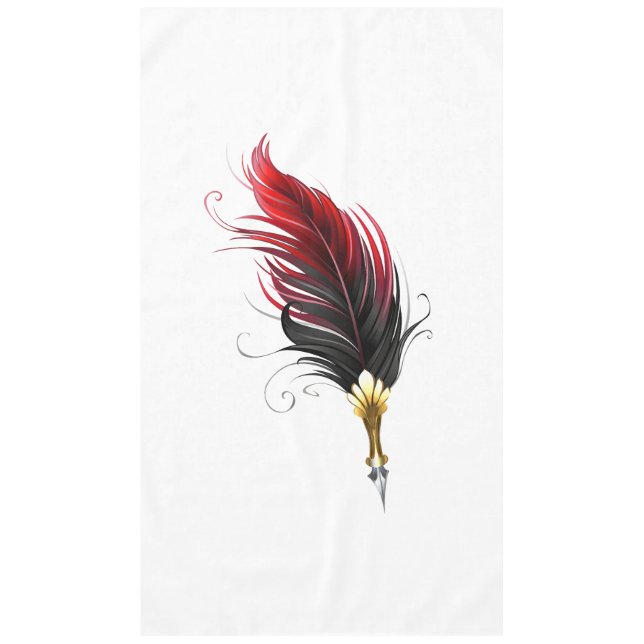 Red feather pen with gold nib tablecloth (Front)