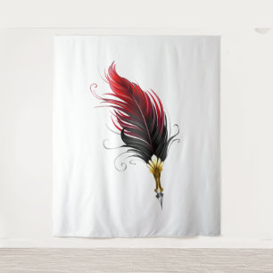 Red feather pen with gold nib tapestry