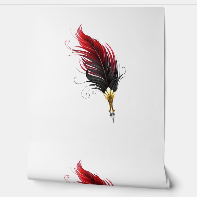 Red feather pen with gold nib wallpaper (Unrolling)
