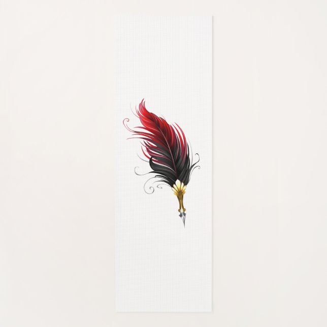 Red feather pen with gold nib yoga mat (Front)