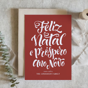 Red Feliz Natal e Próspero Ano Calligraphy Holiday Card