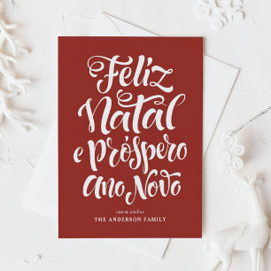 Red Feliz Natal e Próspero Ano Calligraphy Holiday Card