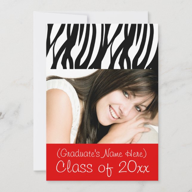 Red Feminine Graduation or Party Invite (Front)