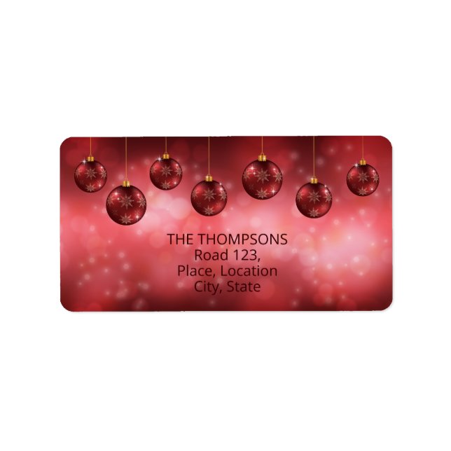Red Festive Christmas Baubles With Custom Text Label (Front)