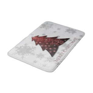 Red Festive Christmas Tree Bath Mat