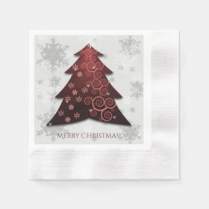 Red Festive Christmas Tree Paper Napkin