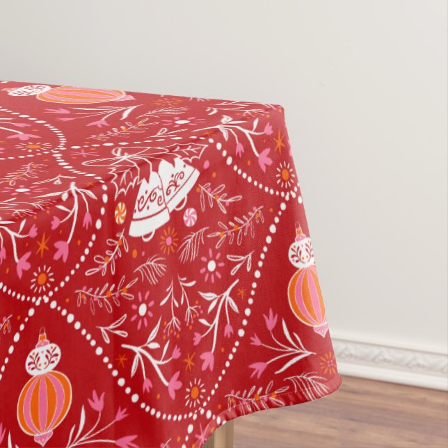 Red festive cute Holiday Tablecloth (In Situ)