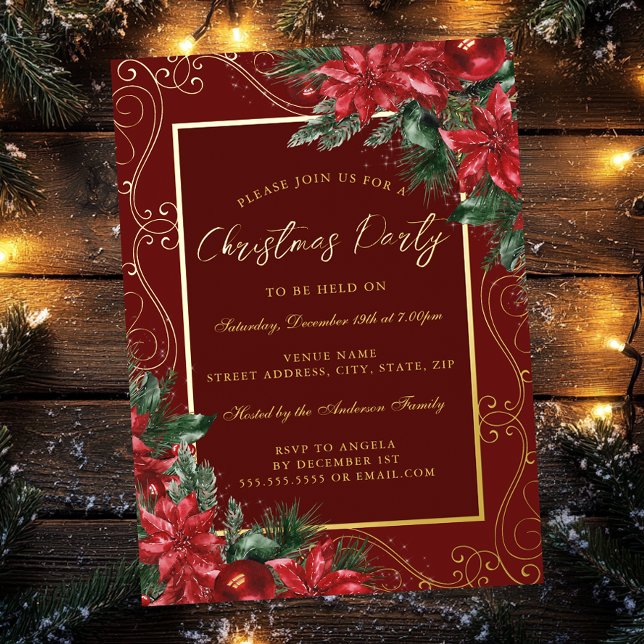 Red Festive Floral Frame Christmas Party (Creator Uploaded)