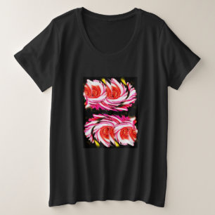 Red festive flowers plus size T-Shirt