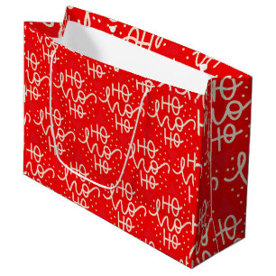 Red Festive Ho Ho Ho Christmas Holiday Large Gift Bag