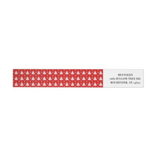 Red Festive Holiday Christmas Wrap Around Label