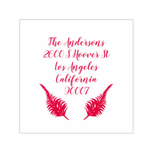 Red Festive Leaf Christmas Holiday Address Self-inking Stamp