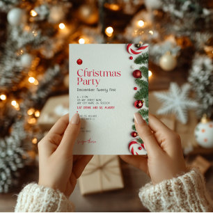 Red Festive Minimalistic Christmas Party Invitation