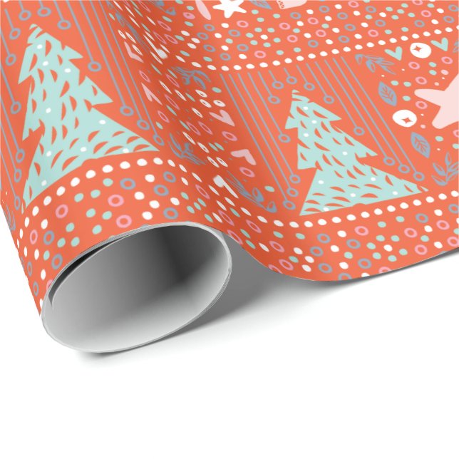 Red Festive Pretty Christmas Gift Wrapping Paper (Roll Corner)
