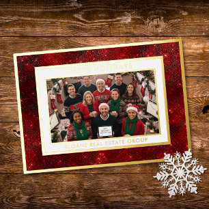 Red Festive Sparkle Happy Holidays Photo Foil