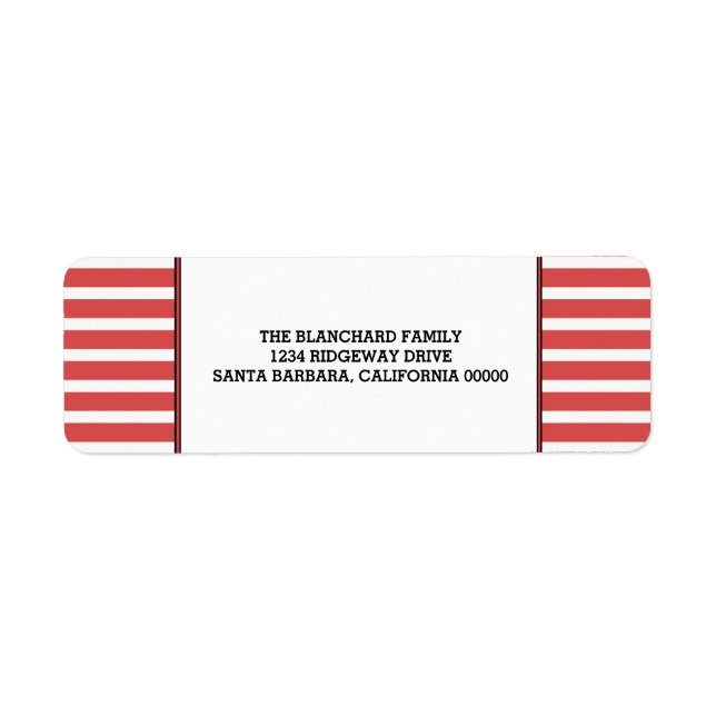 Red Festive Stripes Holiday Labels (Front)