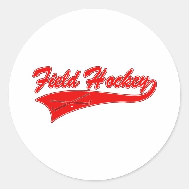 Red Field Hockey Classic Round Sticker (Front)