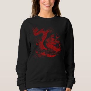 Red Fierce Dragon With Spiked Wings And Mandala Dr Sweatshirt
