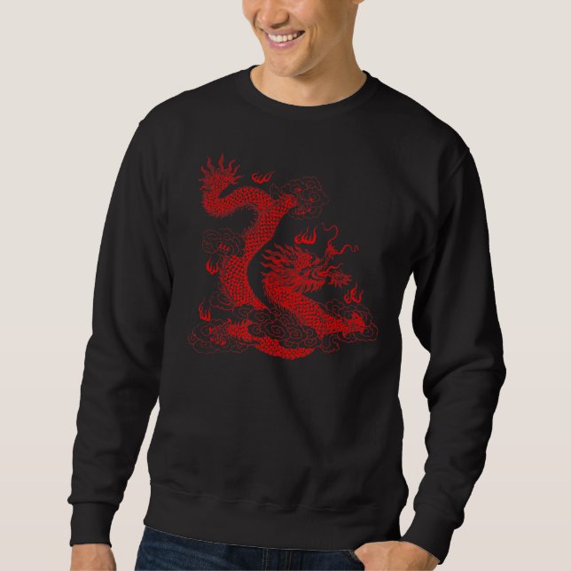 Red Fierce Dragon With Spiked Wings And Mandala Dr Sweatshirt (Front)
