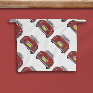 Red Figaro Car Pattern Figarations Kitchen Towel