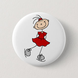 Red Figure Skater Button