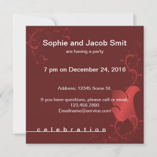 Red Filigree Christmas Party Invitation