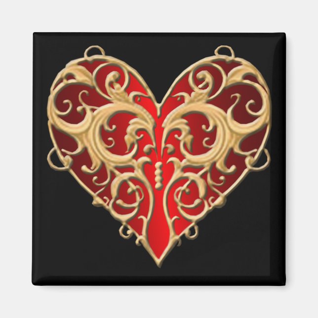 Red Filigree Heart Magnet (Front)