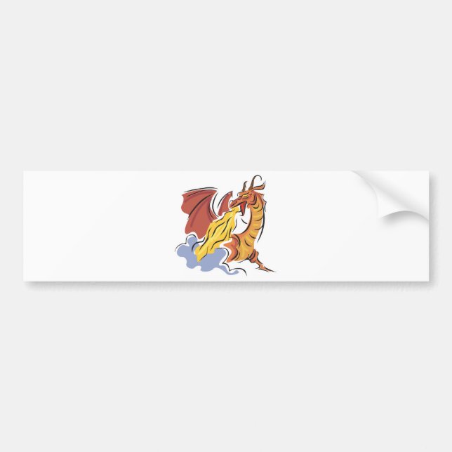 red fire-breathing dragon bumper sticker (Front)