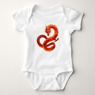 Red Fire Dragon Art | Mythical Flame Dragon Design Baby Bodysuit