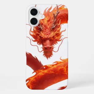 Red Fire Dragon Art   Mythical Flame Dragon Design iPhone 16 Plus Case