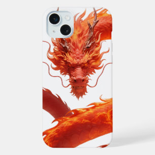 Red Fire Dragon Art   Mythical Flame Dragon Design iPhone 15 Plus Case