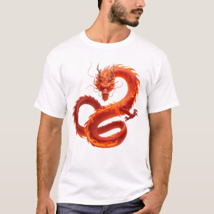 Red Fire Dragon Art   Mythical Flame Dragon Design T-Shirt