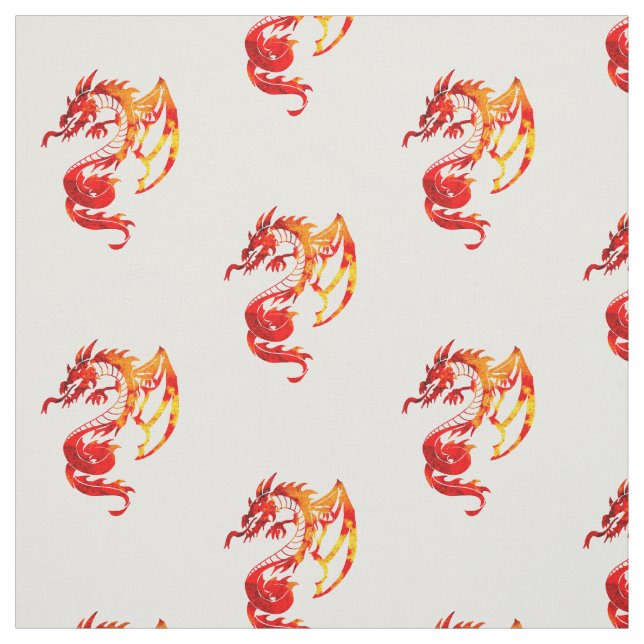 Red Fire Dragons Pattern Fabric (Swatch)