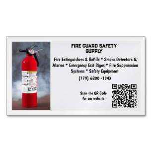 Red Fire Extinguisher Fire Safety   Magnetic Business Card