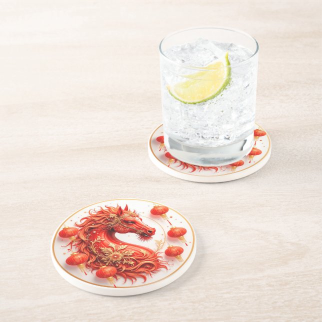 Red Fire Horse – 2026 New Year Celebration Design  Coaster (Side)