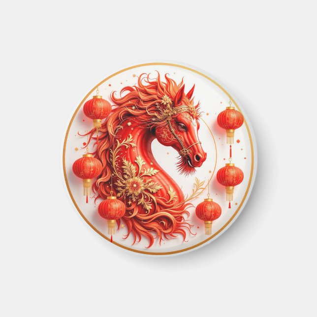 Red Fire Horse – 2026 New Year Celebration Design  Magnet (Front)